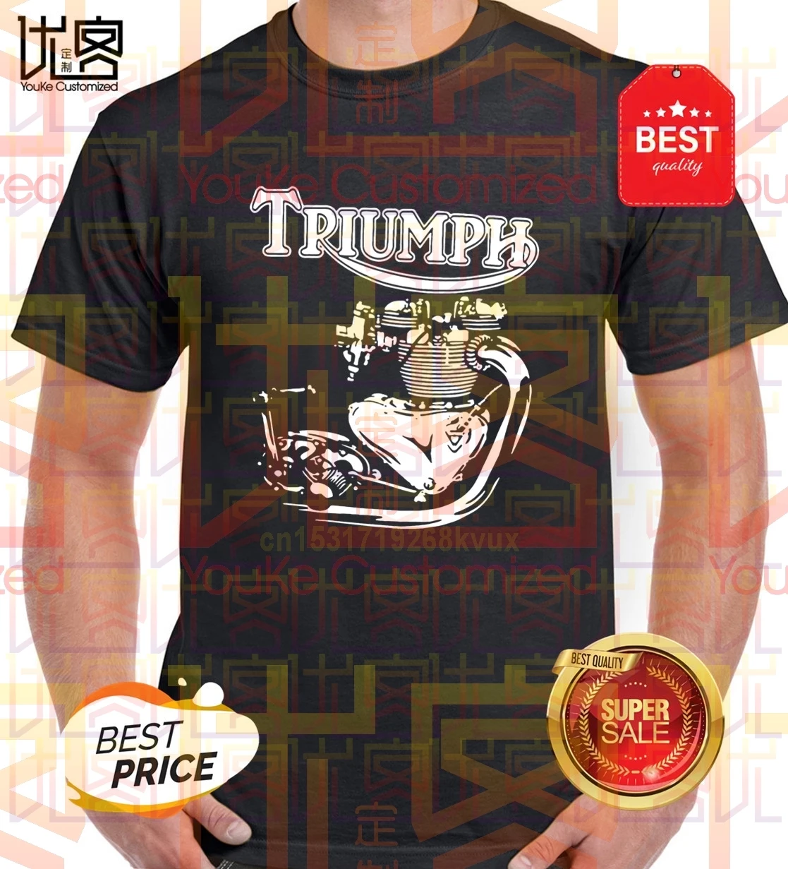 Футболка Triumph Engine Biker Мужская/женская летняя хлопок 100% для езды на мотоцикле |