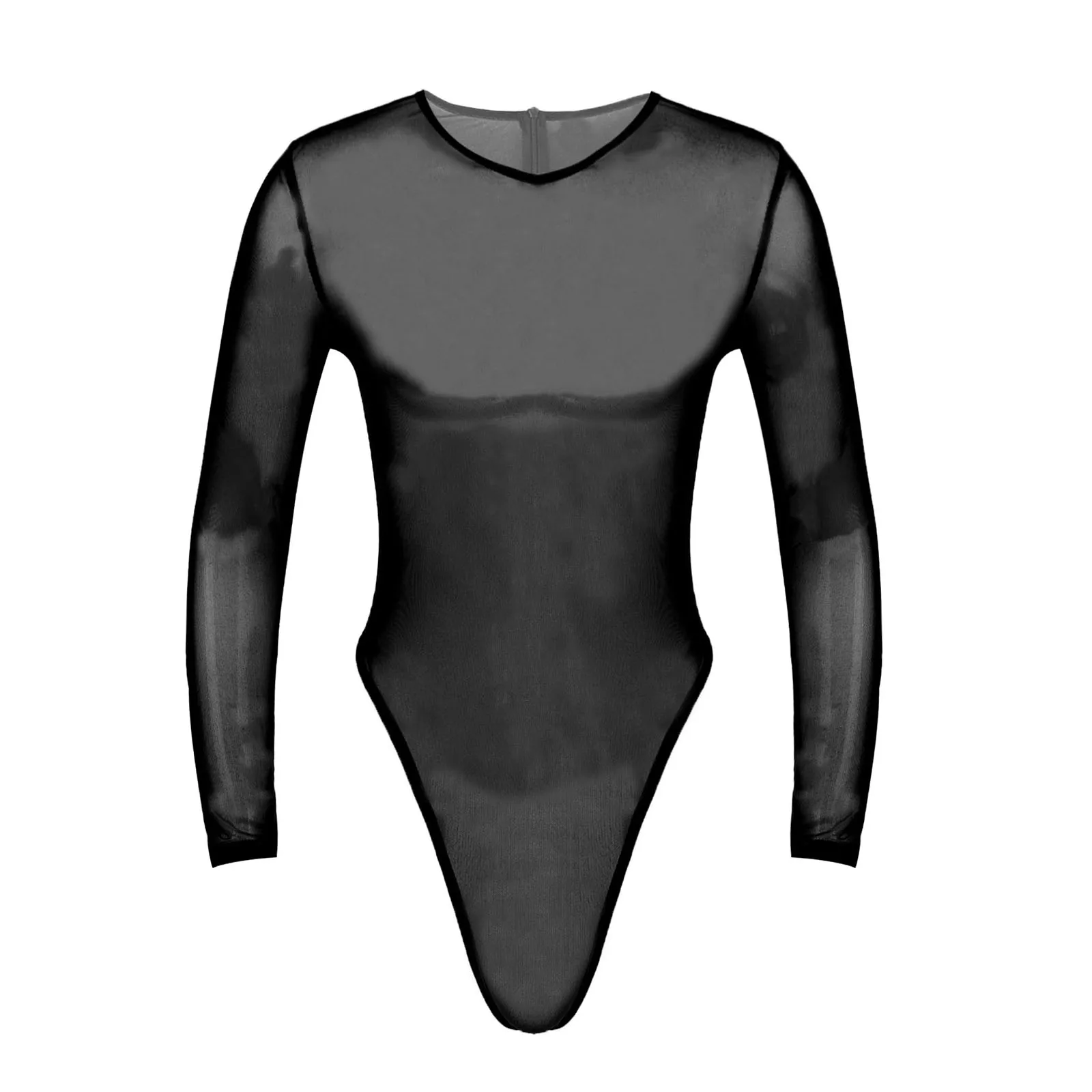 Mens Erotic Lingerie Mesh Bodysuit Slim Fit See Through Jumpsuit Sexy