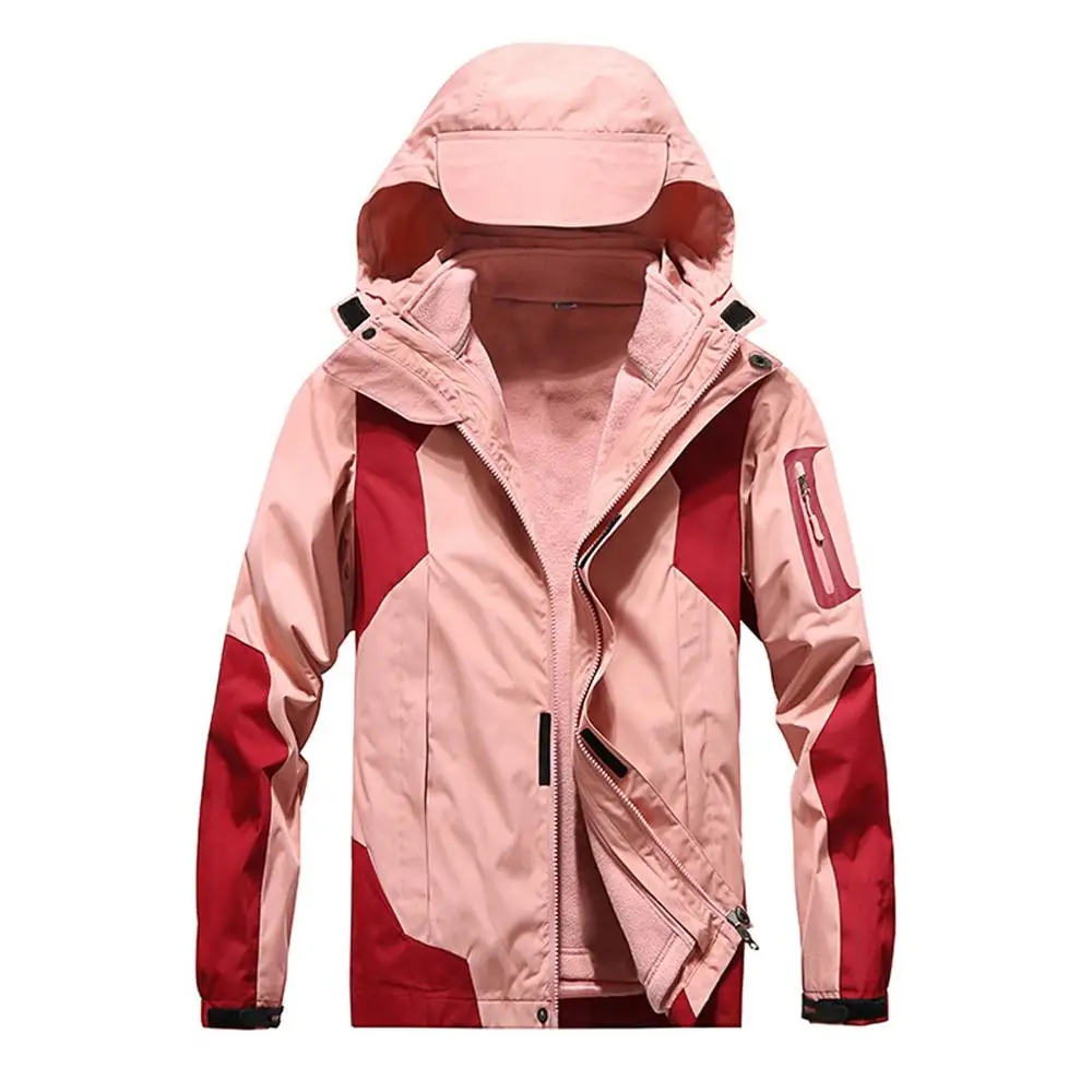 

Women's Waterproof Hoodie Detachable Breathable Outdoor Hiking Coat Plus Size Sport Warm Softshell Jackets For Winter Ladies