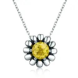 Нежный цвет желтый ромашка прозрачный кулон ожерелье дамы свадебные аксессуары ювелирные изделия