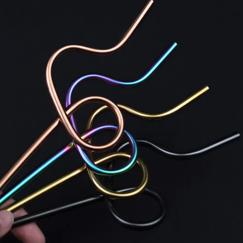 Reusable Metal Straws Set Drinking Straw Food Grade Rust-proof Stainless Steel Unique Shaped Drinkware Bar Party Accessory