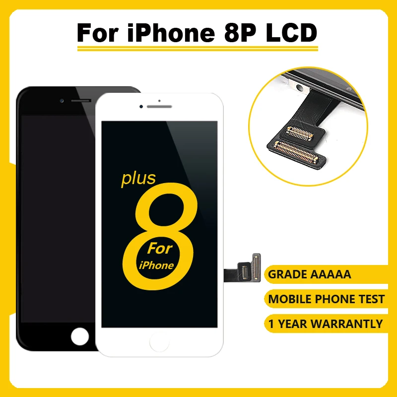 

Grade AAAA+++ LCD Display For iPhone 8plus ' Touch Screen Digitizer Assembly. No Dead Pixel+Tempered Glass+Tools+TPU Case