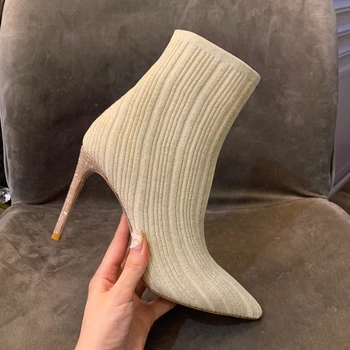 

2020 Women Fashion Sexsy High Heels Black Boots For Women Luxury Designer Brand Leather Winter Boots Handmade High Quality Shoes