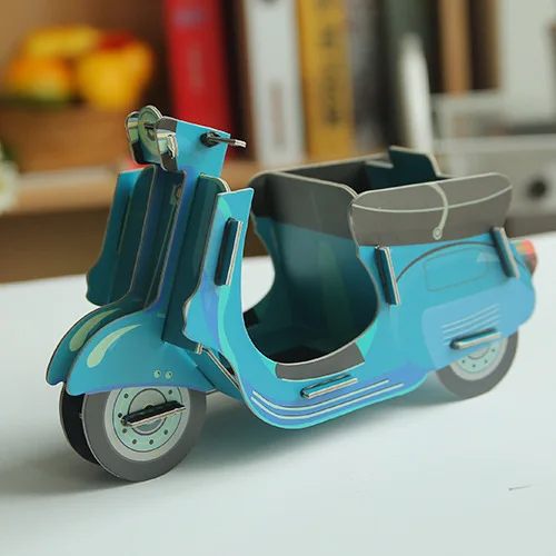 

Motorcycle creative color paper combination assembly DIY pen holder storage rack pen desktop storage box