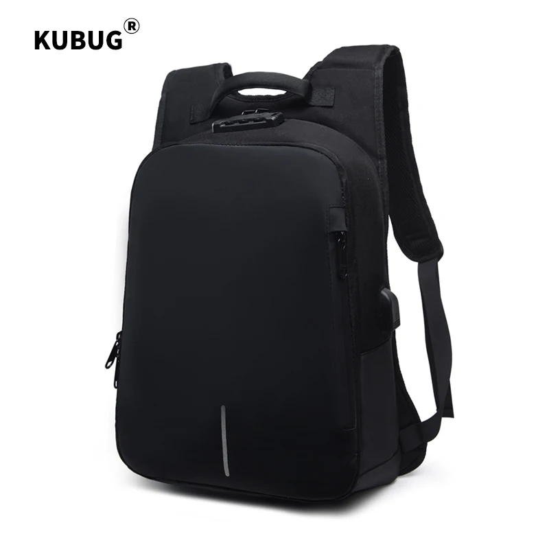 

KUBUG Customs Lock Anti-thief Business Backpack USB Charge Laptop Bagpack Travel Fit for 15.6-inch Computer - Black