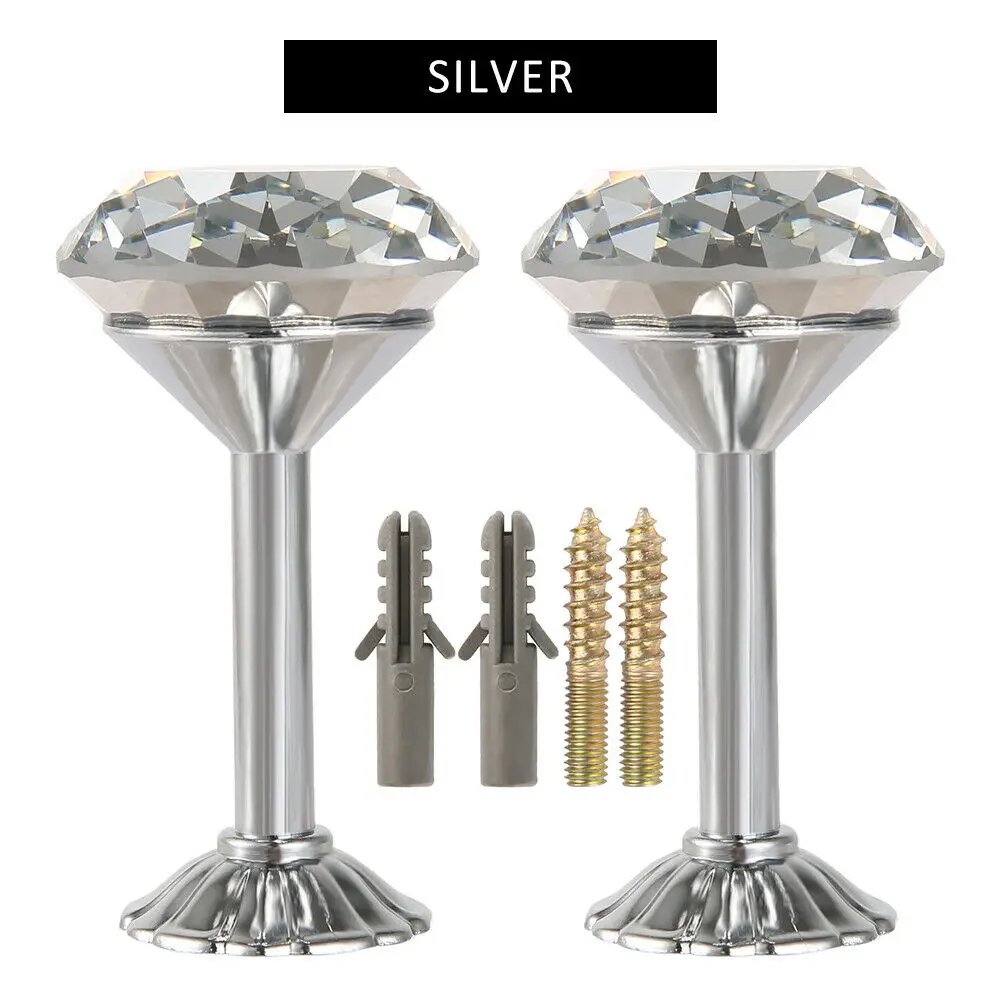 silver Вешалка для штор, 2 шт., крючок для задней стены, Декор, легко устанавливается, прочные аксессуары, для дома, практическое стекло, хрустальные аксессуары, держатель - Цвет: silver