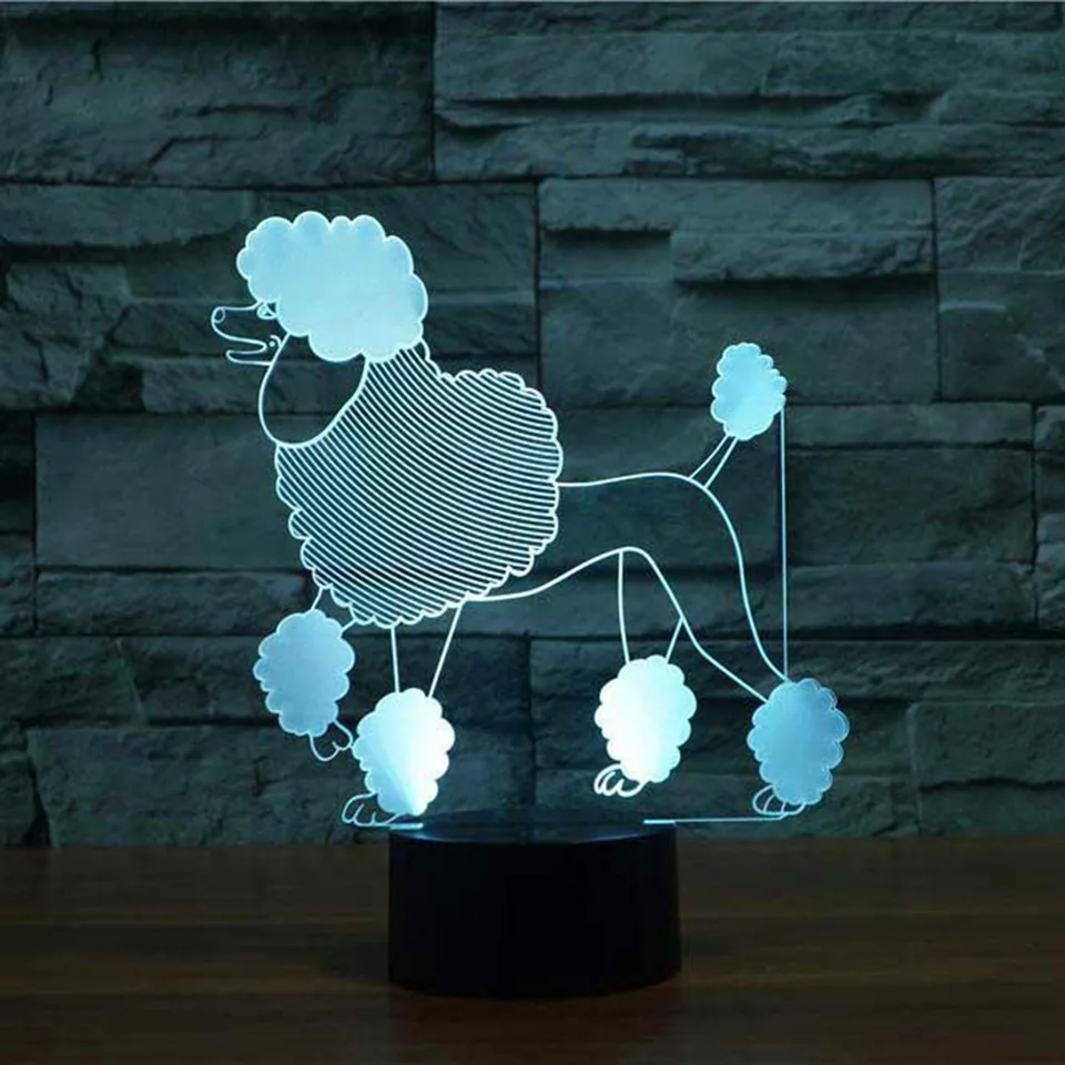 Милая собака модель 3D светодиодный ночной Светильник многоцветный RGB Украшения в
