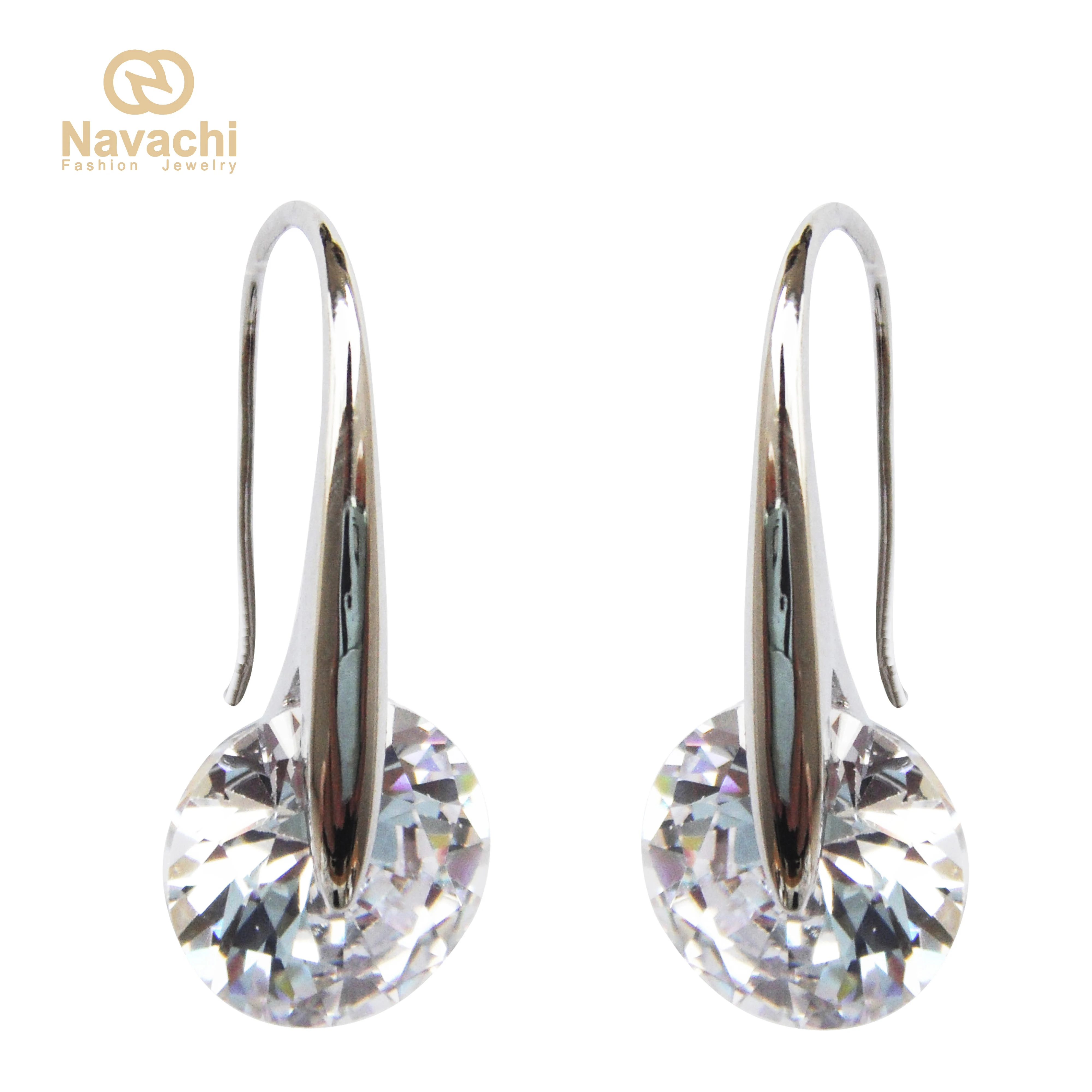 Navachi круглые прозрачные серьги с фианитами Бесплатная доставка SMT2800|white earrings|earrings