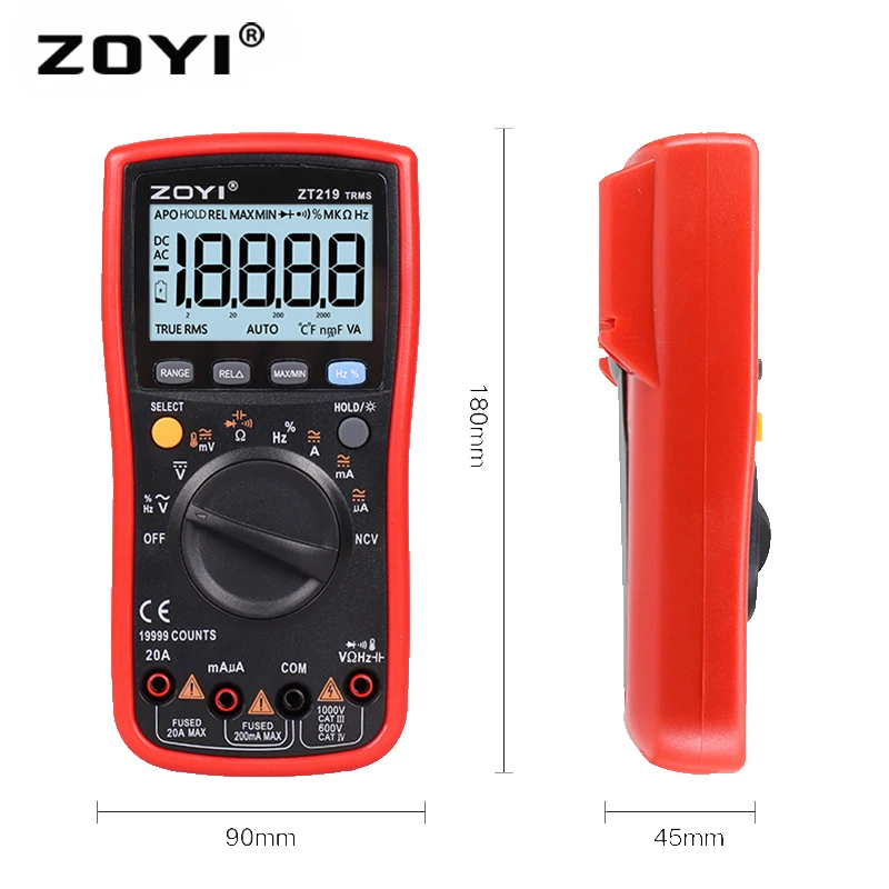 ZOYI ZT-219 Цифровой мультиметр 19999 отсчетов истинный Rms мультиметр-транзистор тест er профессиональный мультиметр емкости тест