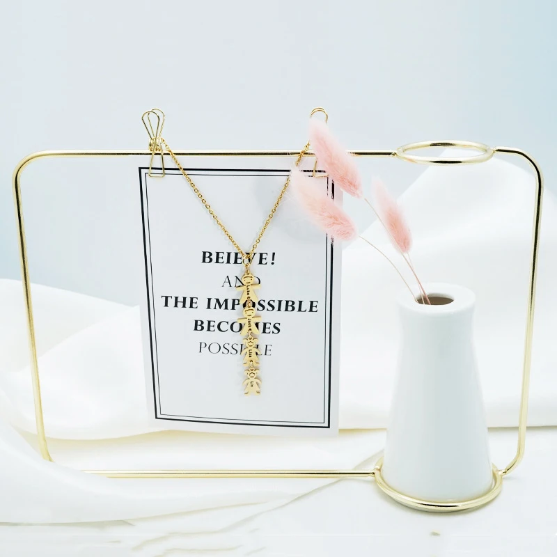 

Custom Family Name Necklace Gold Color Baby Boy Girl Pandent Stainless Steel Necklace Can DIY Yourself Gifts