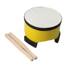 Yibuy желтый деревянный барабан с барабанной палкой Дети Orff детская музыкальная игрушка
