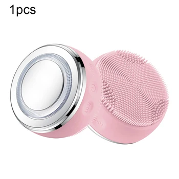 

Led Facial Cleansing Brush Light Therapy Deep Cleaning Equipment Face Waterproof Silicone Massager Hot Compress Treatment