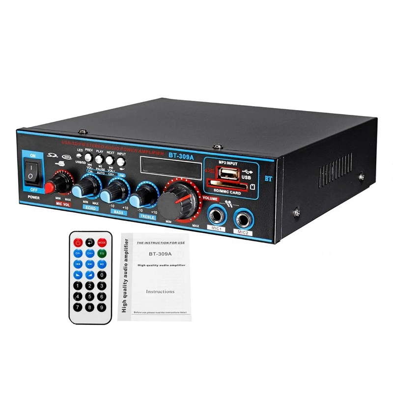 800W аудио Мощность усилитель с вилкой формата US 12/220V 2 канала мини Hi-Fi Беспроводной Bluetooth цифровой аудио усилитель для дома Театр/автомобиля