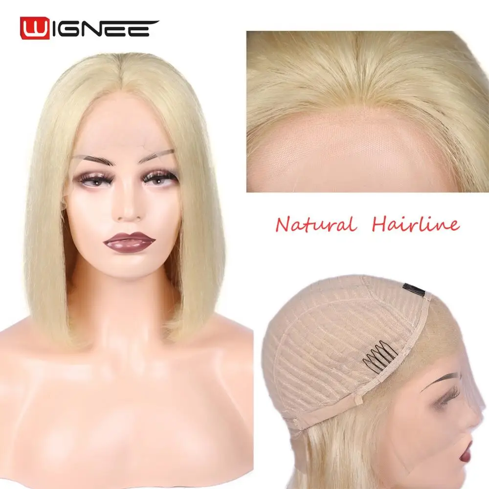 

Wignee Lace Front 613 Wig Short Bob Human Wig High Density Malaysian Straight Hair Blond Wig Affordable Human Hair Wig For Women