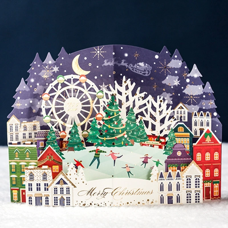 

Merry Christmas Cards Winter city Christmas card Gift Pop-Up Cards Christmas Dec 91AD