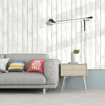 

Classic White Gray Wood Paper Self-Adhesive Removable Wood Peel and Stick Wallpaper Decorative Stick for Living Room Decoration