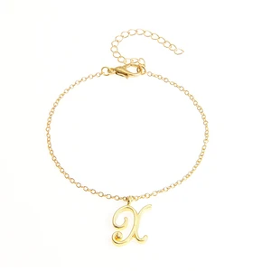 Monogram Cursive Initial X Name Bracelet Swirl English Alphabet Letter Initials Text Character Chain Bracelets