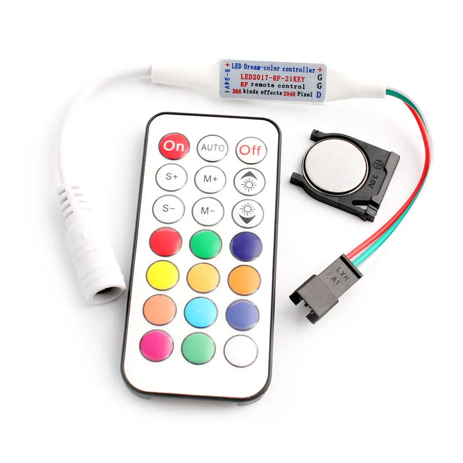 Dimmer Controle Remoto Tira 21 Chaves rf Ws2812 Luz Controlador Mais Ws2812b Ws2811 Led Rgb 5 Ws2812b ws2811 led dimmer rgb controle remoto