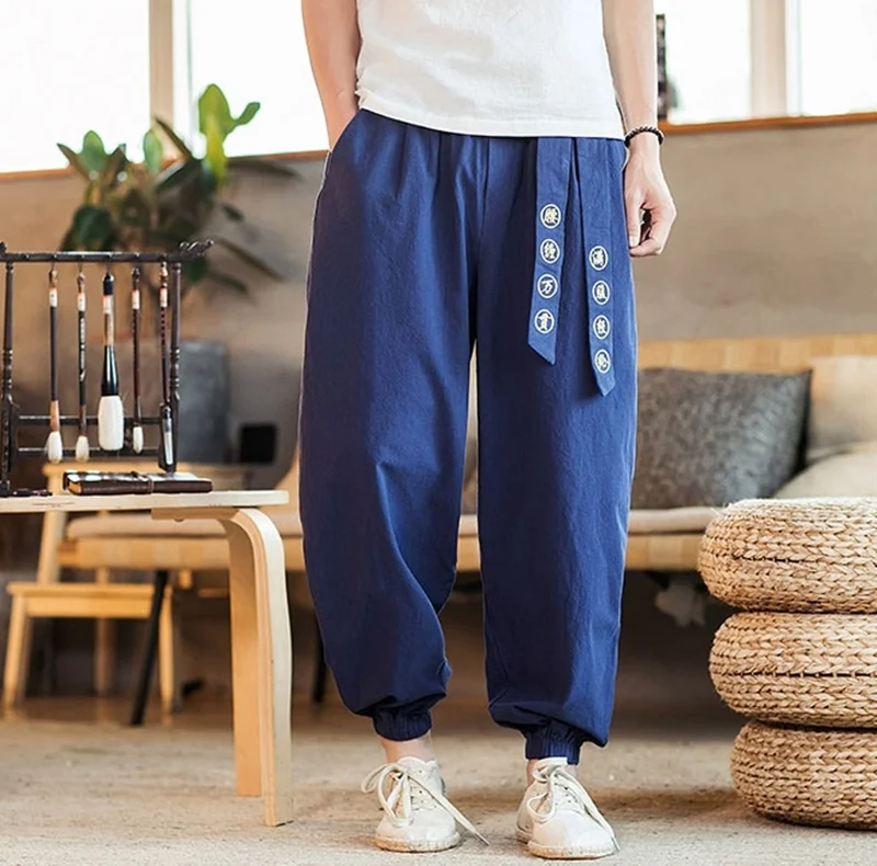 Весенние хлопковые мужские штаны в китайском стиле, Японская уличная одежда для бега, Мужские штаны в стиле хип-хоп, Мужские штаны KK3244 - Цвет: 6