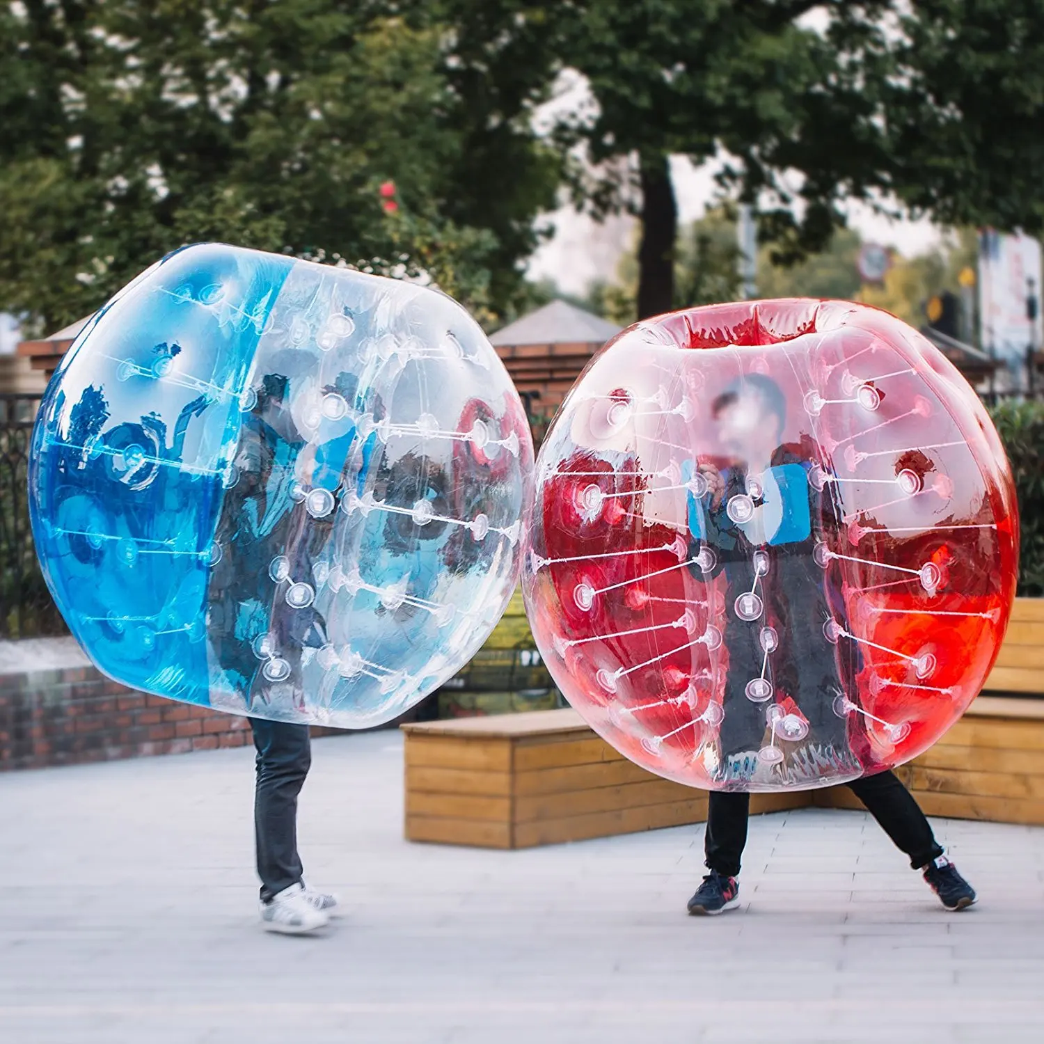 HIBADOU Air Bubble Soccer Zorb Ball, 1.5m Inflatable Football, TPU Material