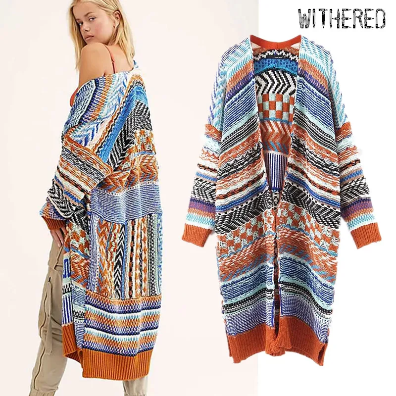 #^Special Price Withered winter sweaters cardigans women indie folk vintage drop-shoulder kimono knitted sweaters long cardigans women plus size