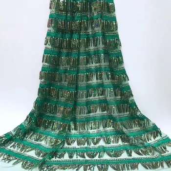

African Lace Fabric 2018 Embroidered Nigerian Laces Fabric Bridal Green Fringed Lace French Tulle Lace Fabric For Women Dress