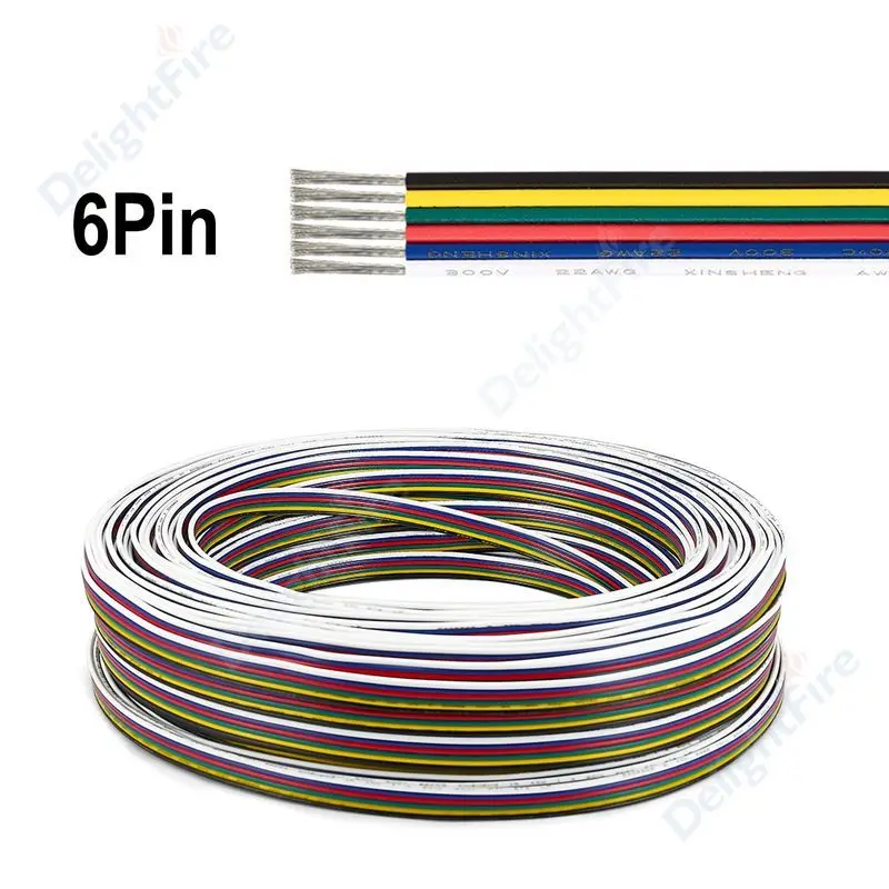2/3/4/5/6 контактный Электрический провод 22 AWG 5/10/20/30/50/100 м Светодиодная лента