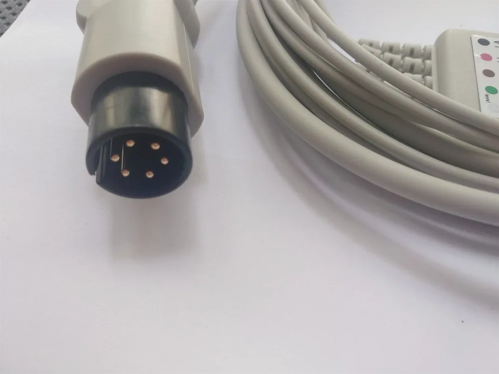 Один кусок Generic AAMI 6 контактный кабель ECG 5 Leadwires защелкивающиеся концы стандарт IEC