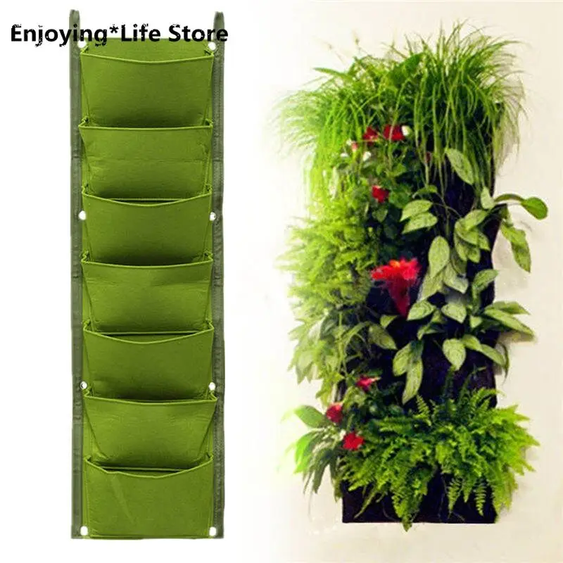 

6/7/12 Pockets Wall Hanging Planter Green Grow Bags Planter Vertical Garden Vegetable Living Garden Bag Seedling Growing Bag Pot