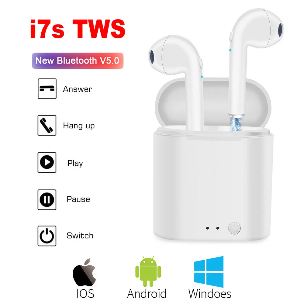 I7s TWS Bluetooth наушники спортивные беспроводные гарнитуры стерео беспроводные Bluetooth наушники с зарядной коробкой для iPhone huaiwei