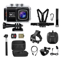 HD 4K WiFi Спортивная экшн-камера с функцией EIS 30 м водонепроницаемый пульт дистанционного управления внешний микрофон записывающая видео камера аксессуары