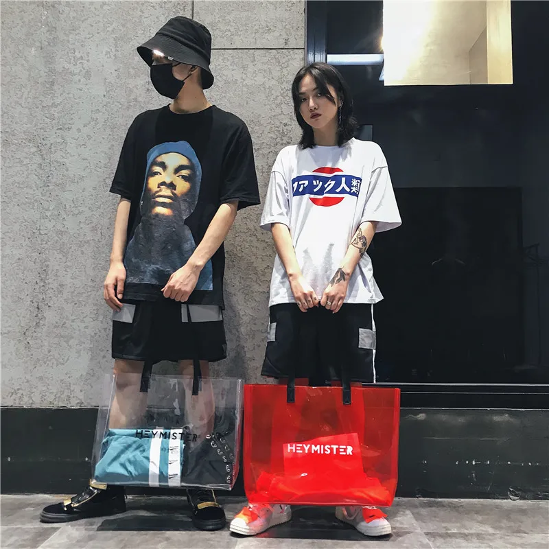 2021 Transparent PVC Handbag beach Shoulder bag Women New Trend Tote Hot Sale Jelly Color Plastic Clear Bag Large capacity