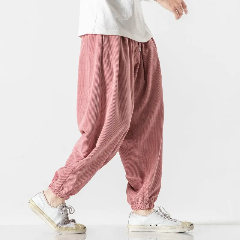 Men Harem Pants Corduroy Men Harem Pants Jogging Sweatpants Big Size Cotton 5XL