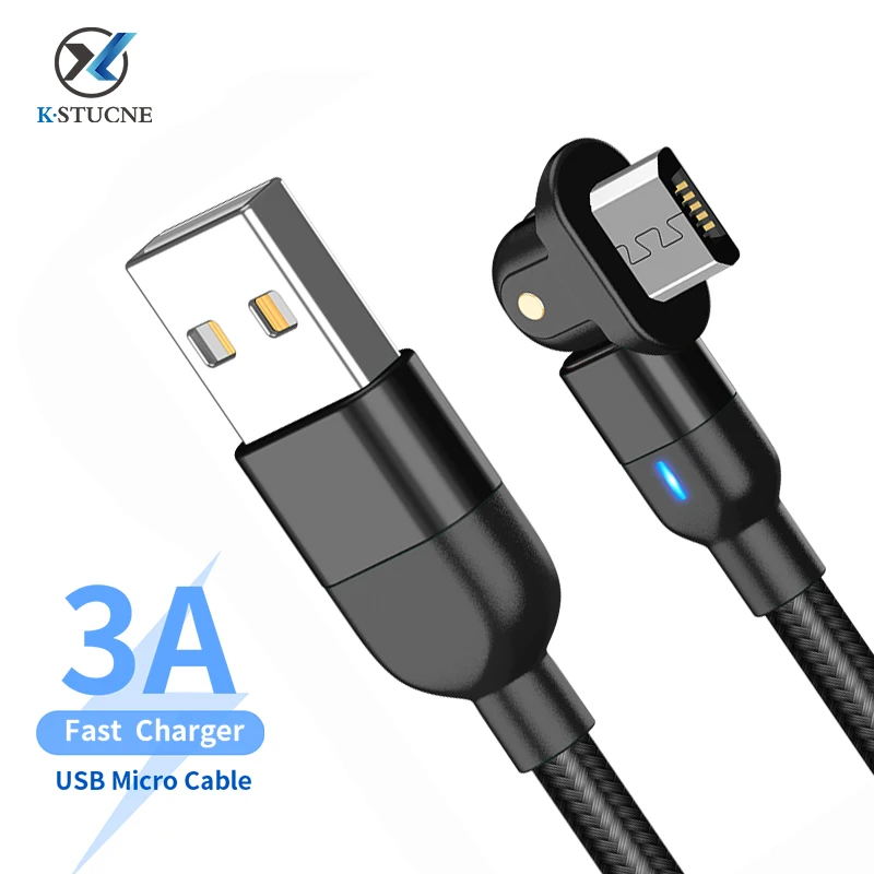 3A Быстрая зарядка провод 180 градусов микро USB кабель для Samsung Xiaomi Huawei зарядный Android