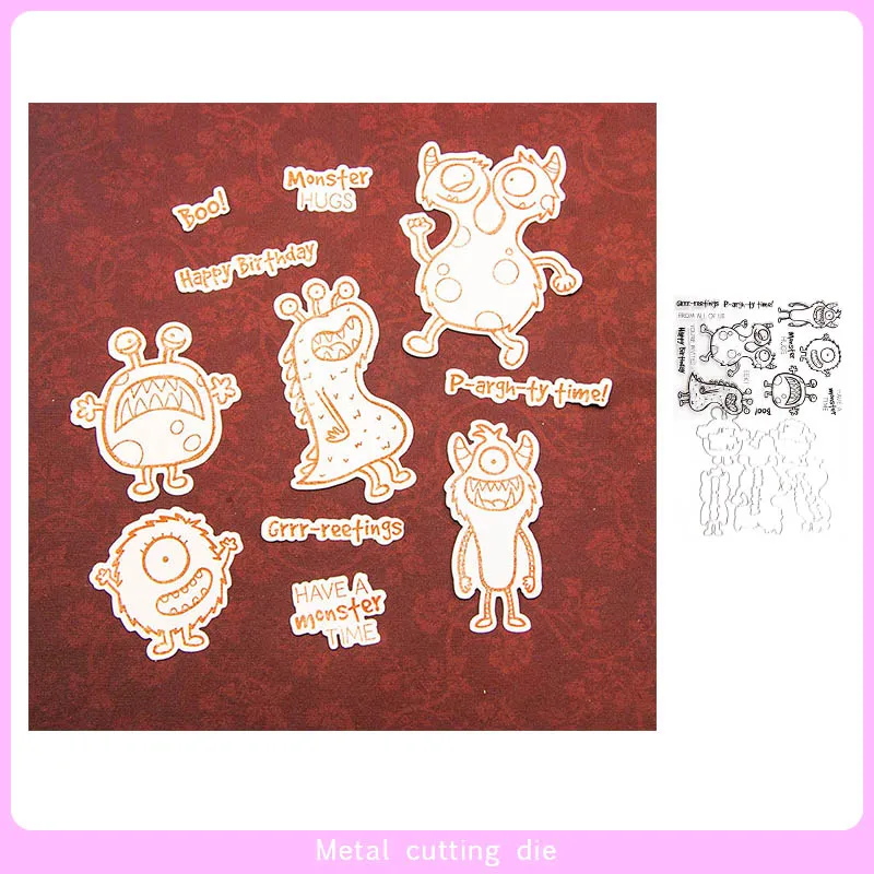 

Monster Metal Cutting Dies and Stamps for DIY Scrapbooking Birthday Craft Die Cut Stencil Card Making Album Sheet Paper Decor
