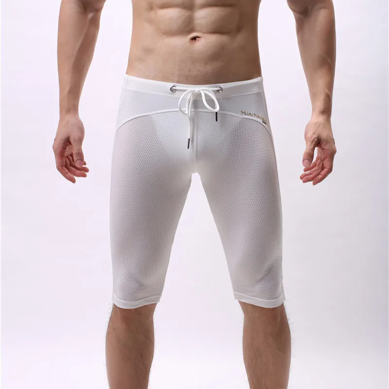 Sexy Mid-waist Boxers Shorts Men's Athletic Supporter Body Sculpting Boxer Breathable Soft Ice Silk Underpants Underwear Mens
