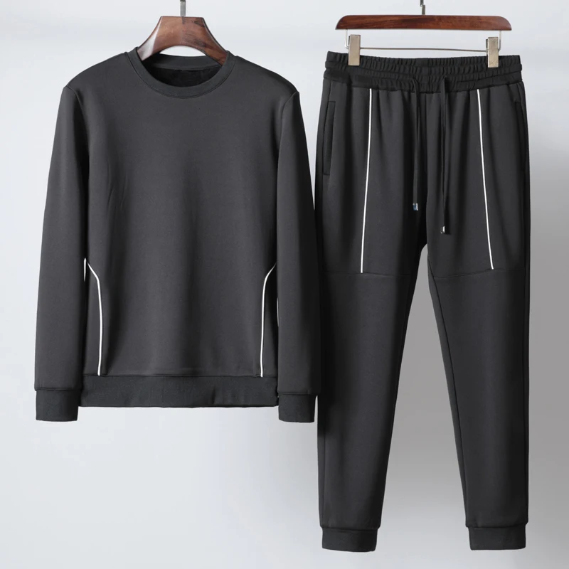 Minglu мужские комплекты(толстовка+ брюки) роскошные бархатные однотонные толстовки с капюшоном мужские осенние зимние мужские штаны с эластичной талией