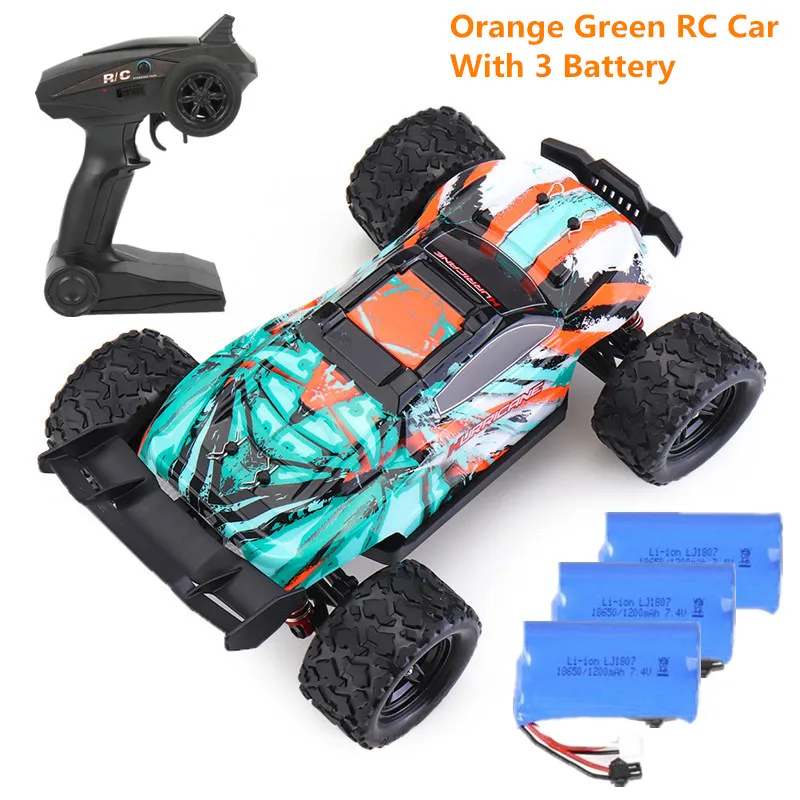 Orange Green 3batter HS18321 Радиоуправляемый автомобиль 4WD 1/18 2,4 г 36 км/ч высокоскоростной пульт дистанционного управления автомобиль дрейф гоночный багги большая нога монстр грузовик детские игрушки автомобили подарок - Цвет: Orange Green 3batter