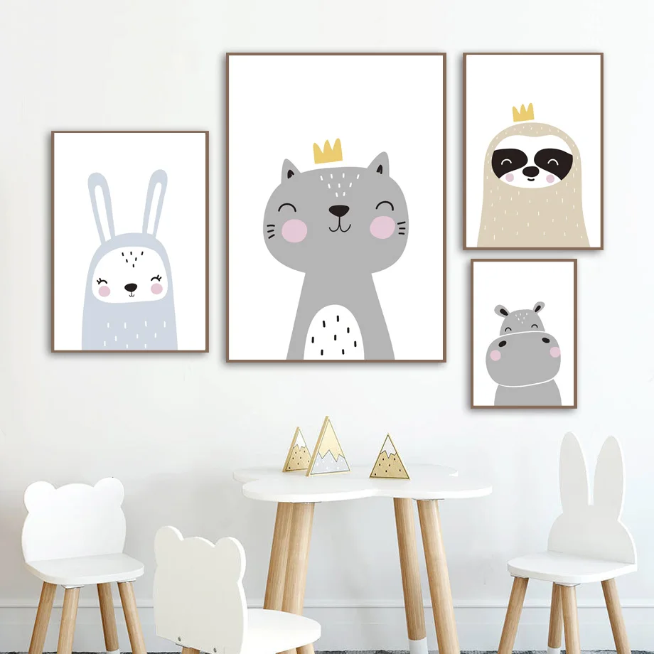 Lion-Fox-Deer-Bear-Rabbit-Nursery-Nordic-Posters-And-Prints-Girl-Boy-Wall-Art-Canvas-Painting (1)