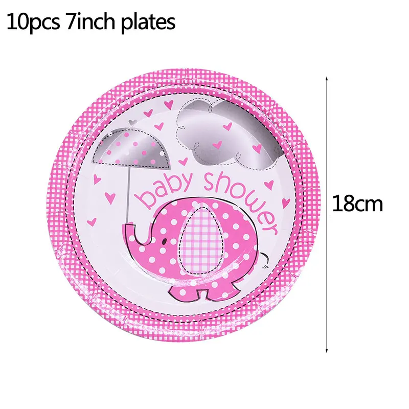 p02-10pc 7inch plate Вечерние одноразовые столовые приборы в виде слона для вечеринки, соломенные чашки, баннеры для мальчиков и девочек, Вечерние Декорации - Цвет: p02-10pc 7inch plate