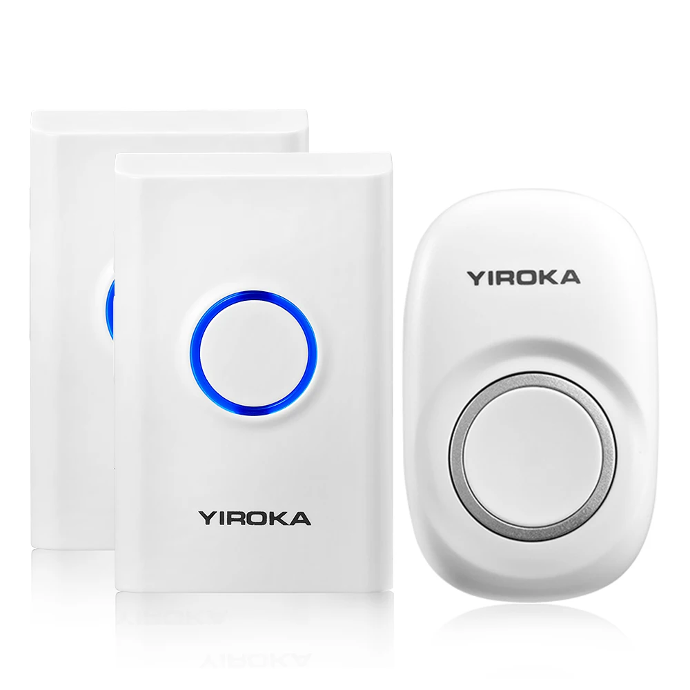 

Yiroka Waterproof Wireless Doorbell With Self Power No Battery Transmitter Doorbell Smart Chimes Alarm LED light 58 Songs
