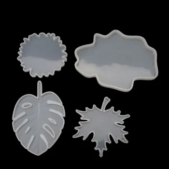 

4Pcs SiliconeCoaster Resin Mold Leaf Irregluar Cloud Shape Molds Jewelry Tools
