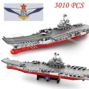 

3010pcs Military Chinese Aircraft Fighter Carrier Ship 202001 Army MOC Battleship boat Model building blocks toys for children