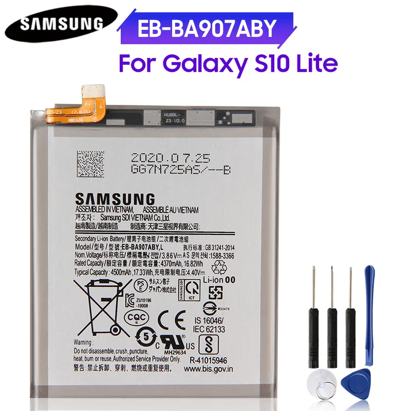 

Original Phone Battery EB-BA907ABY for Samsung Galaxy S10 Lite S10Lite 4500mAh Authentic Replacement Battery