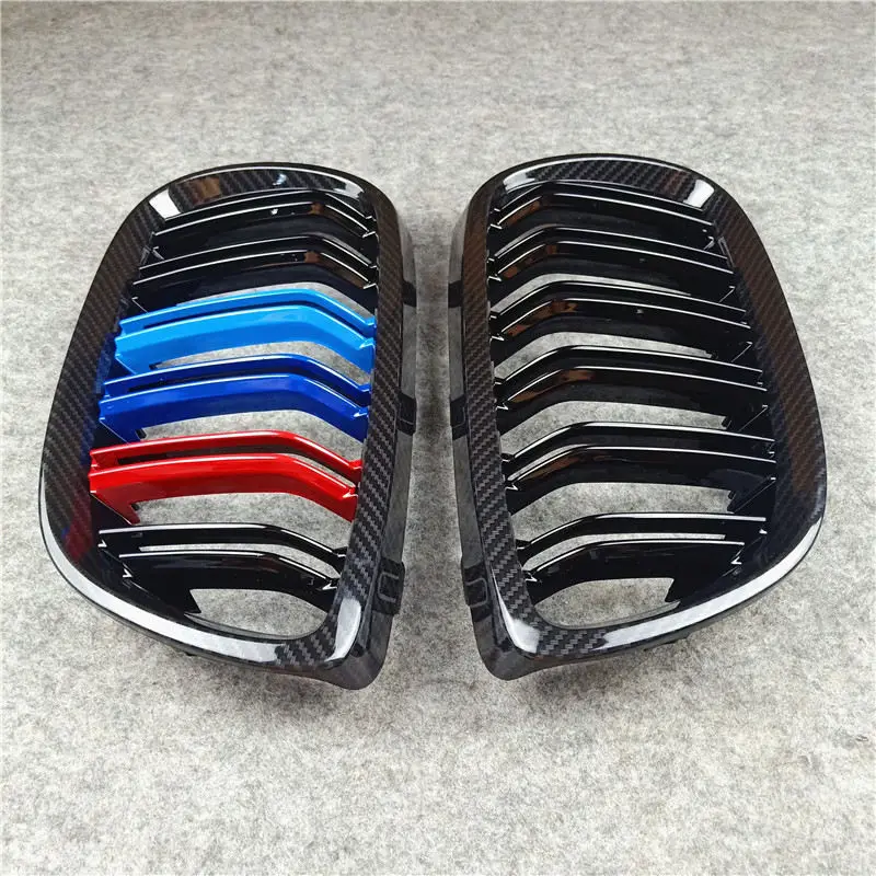 

2 Piece 2-line Glossy Black ABS Car Styling Kidney Grill Grille For 3 Series E92 2006-2009 Glossy M Color Front Mesh Grille