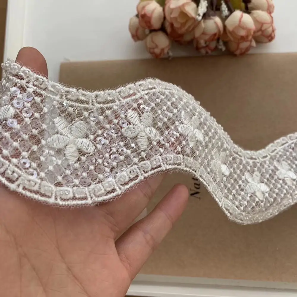 1 ярд/партия 7 см высококачественные экспортные блестки молочно белого цвета