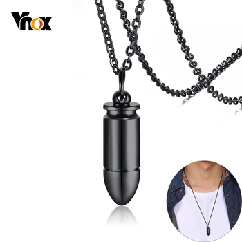 

Vnox Small Bullet Pendant for Men Women Glossy Stainless Steel Unisex Necklace with 24" Chain