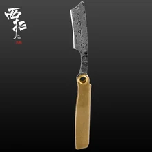 Дамасская стальная бритва, мини складной нож, сумка-брелок, нож ручной работы, походный нож, открывалка для букв, портативный инструмент для EDC