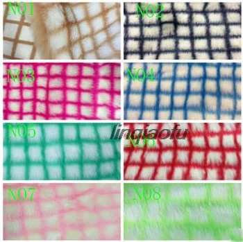 

Plush high quality fabric Large fur small checkered jacquard plush fabric