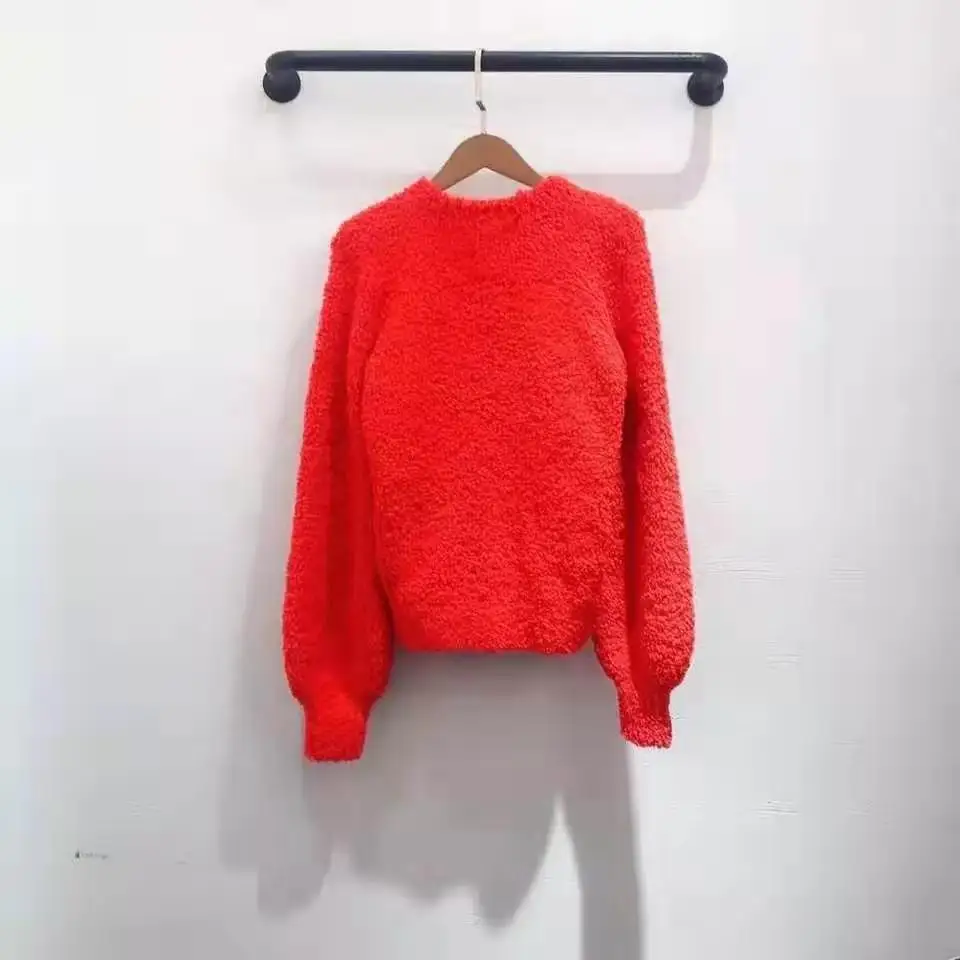 Осень зима Подиум Женский Пуловер красный розовый темно-синий женский модный джемпер зимний женский свитер